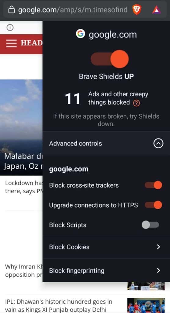 brave browser tracker blocking