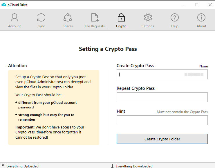 pcloud crypto pass