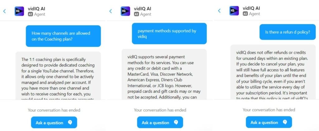 VidIQ customer support