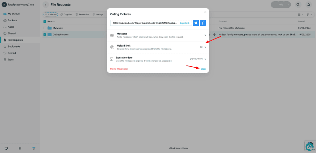 pCloud - File Requests