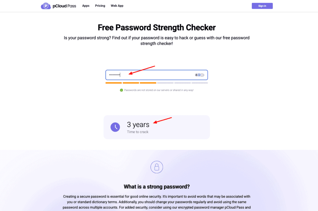 pCloud Password Strength Checker