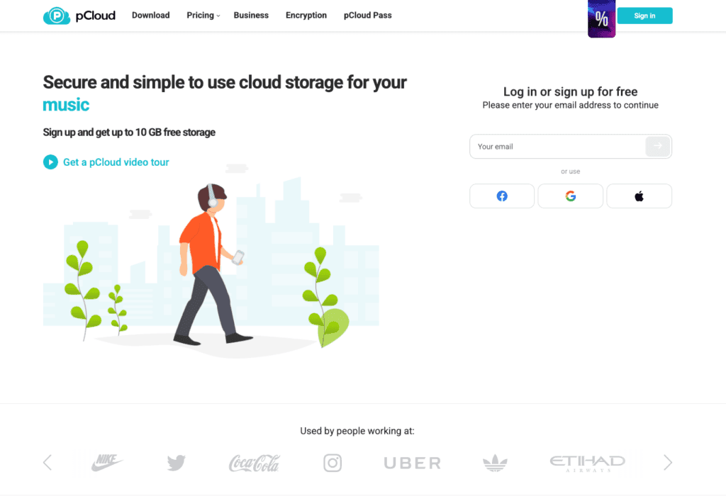 pCloud homepage