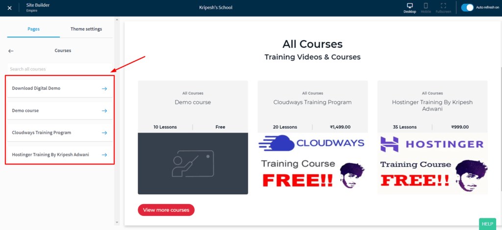 Thinkific course page builder