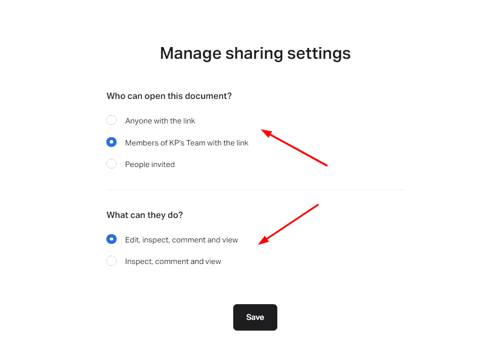 Invision sharing settings
