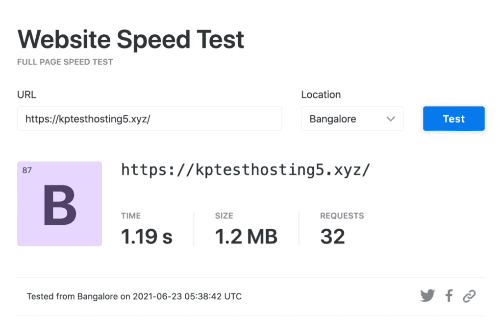 HostArmada Web Warp Speed Test