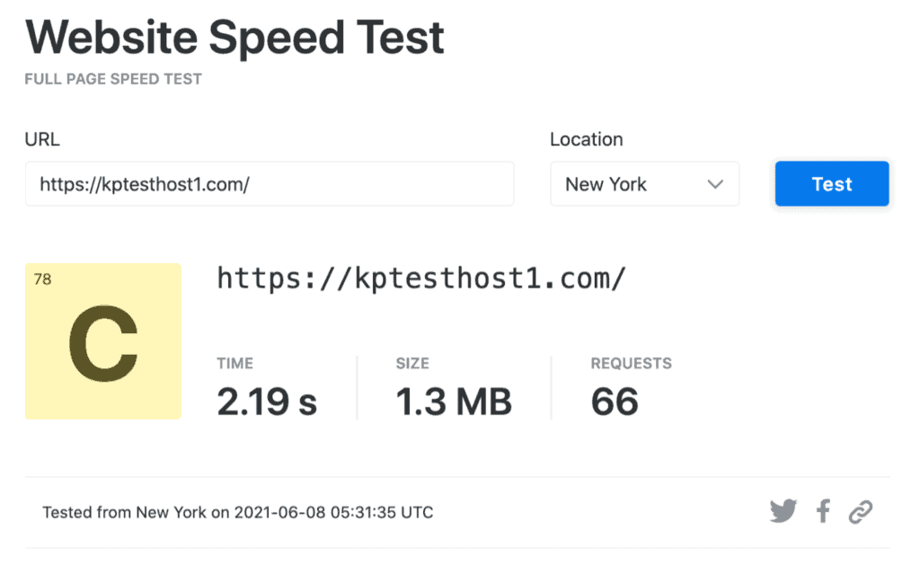 bluehost  Speed Test (cache)