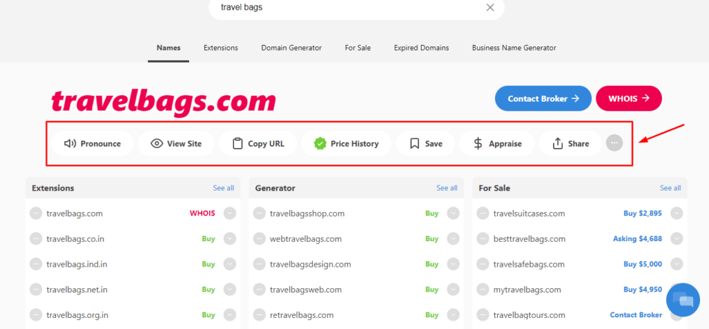 Instant Domain Search features 2