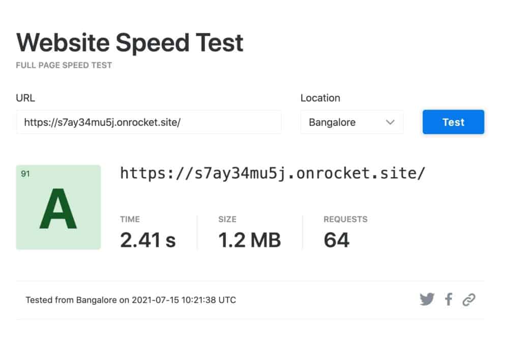 Speed Test Bangalore - first time