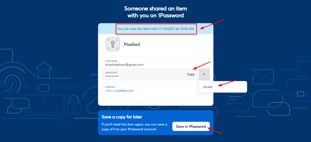 Viewing shared items in 1Password