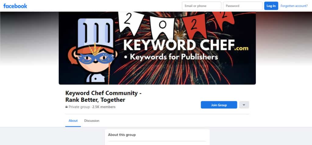 Keyword Chef Facebook Group