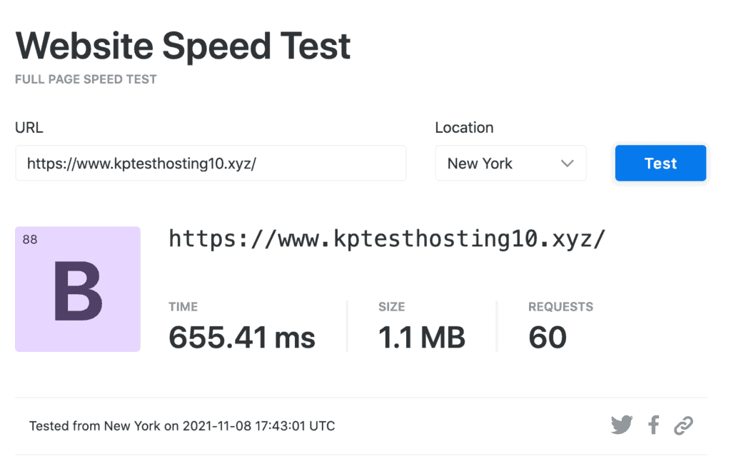 Scala hosting Speeds - New York (with Litespeed cache)