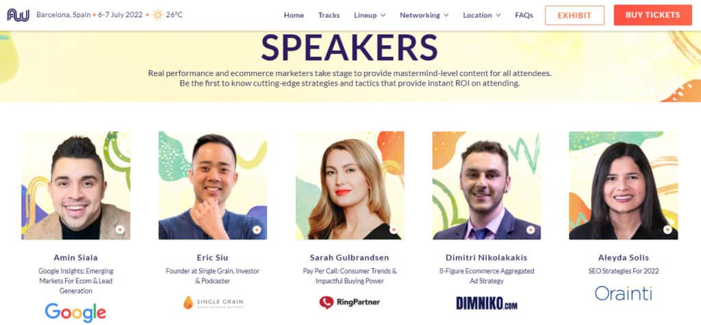 Affiliate World Barcelona Speakers list