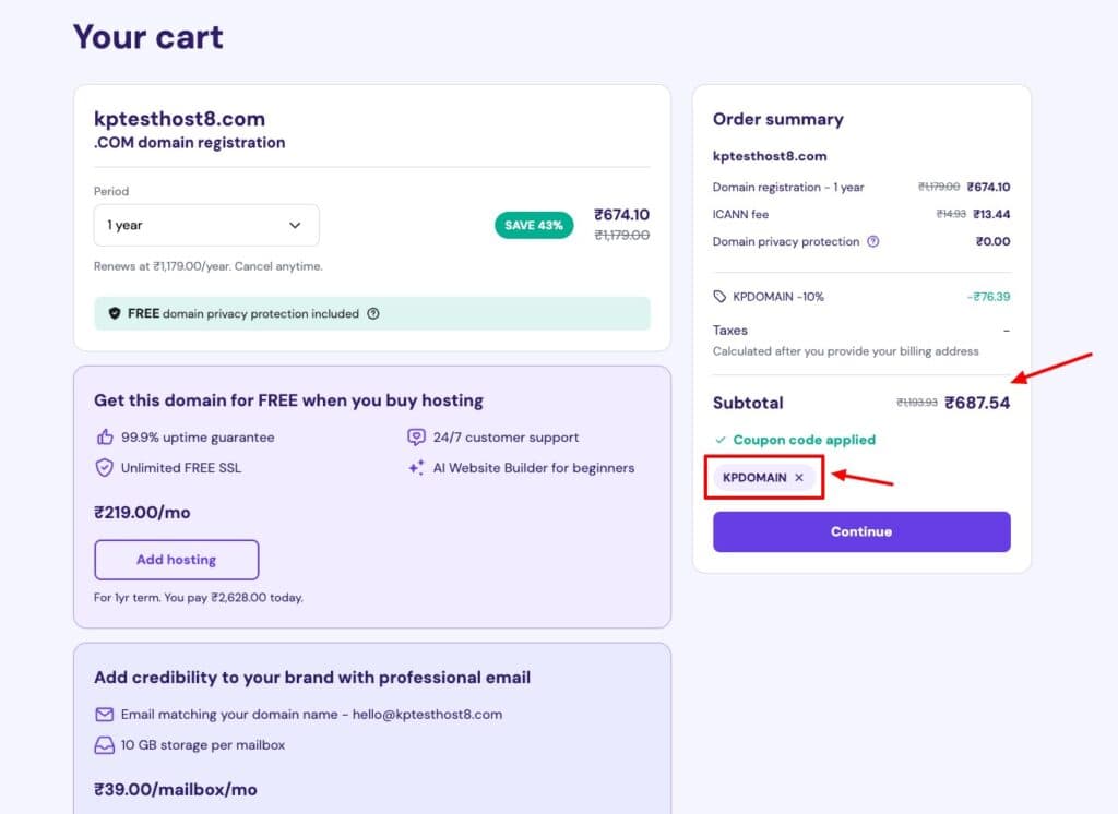 Hostinger domain coupon code