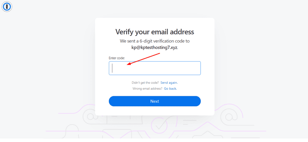 Verify email on 1Password