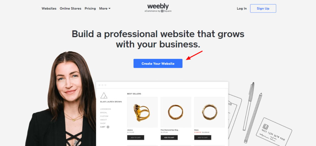 Best Free Website Builder - Weebly homepage