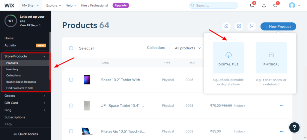Wix Ecommerce features