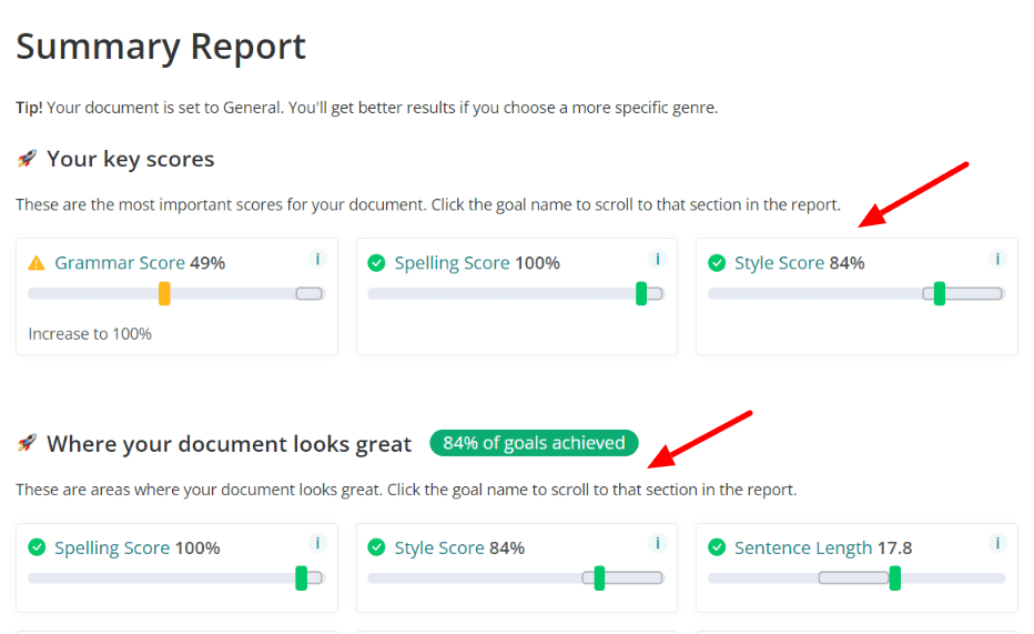 ProWritingAid - Content Score and Reporting