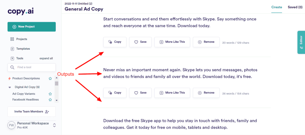 Copy.ai Review (2026) - This AI Writer Surprised Me 7 CopyAI General Ad Copy Outputs
