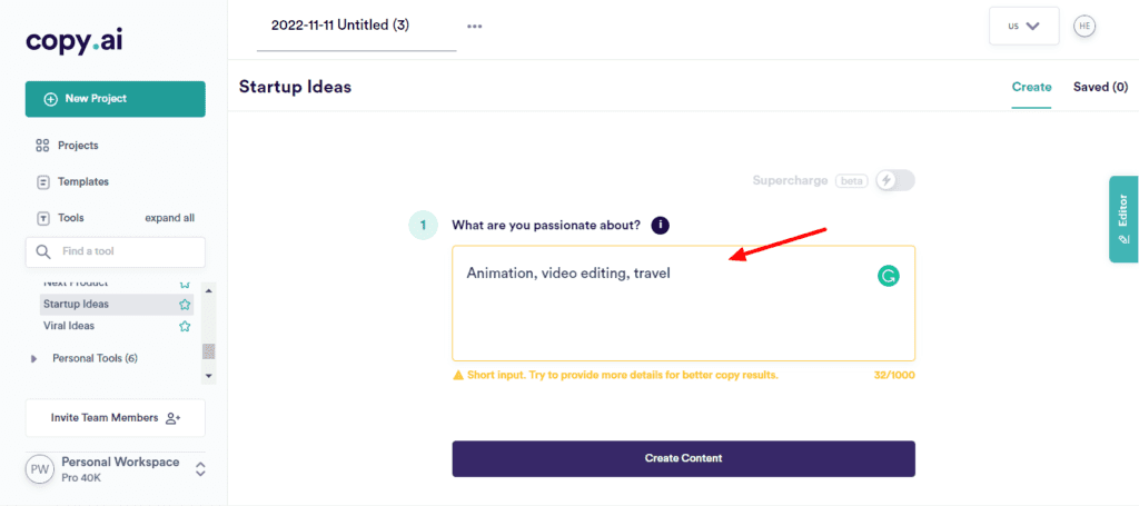 Copy.ai Review (2026) - This AI Writer Surprised Me 10 CopyAI Startup Ideas Input