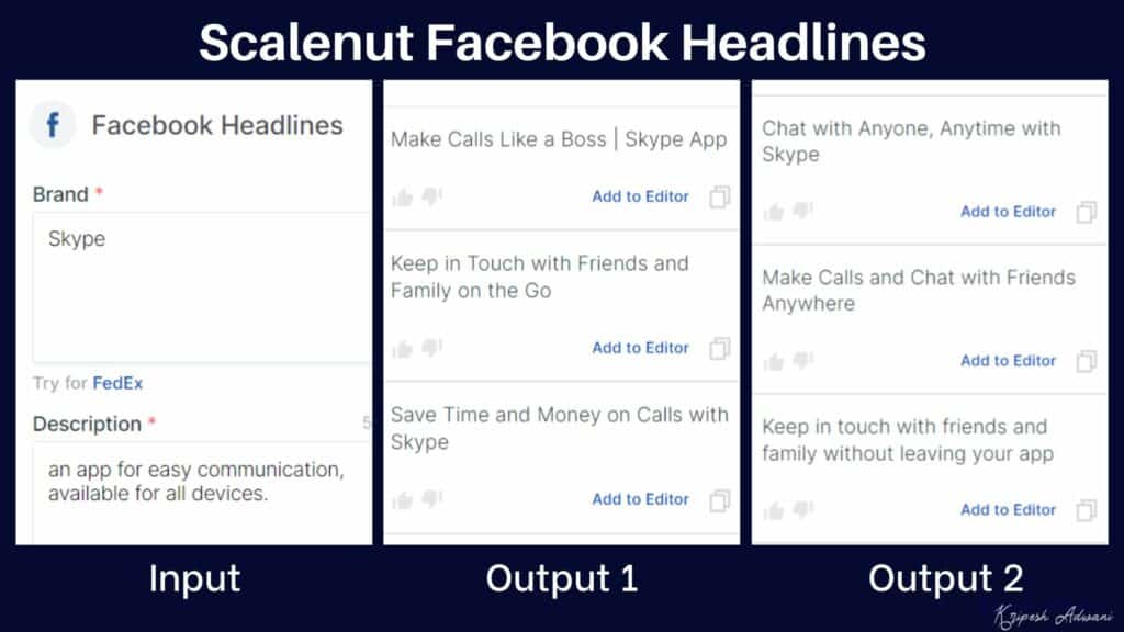 Scalenut Facebook Headlines