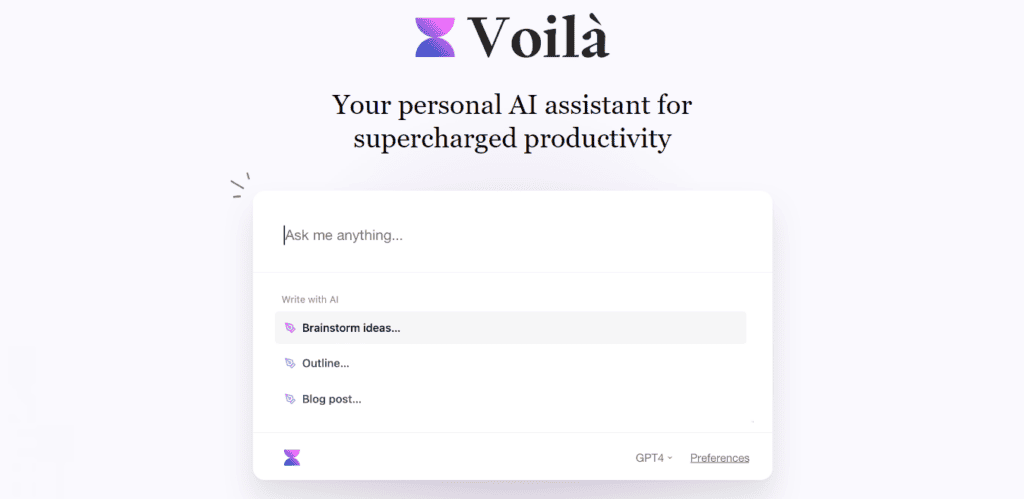 Voila AI homepage