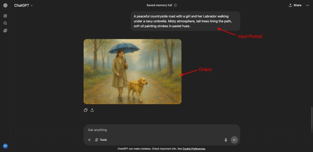 Generating image with ChatGPT