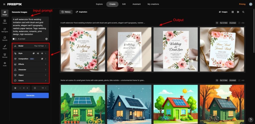 Generating image with Freepik