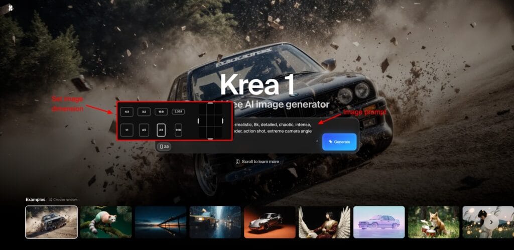 Generating images with Krea AI