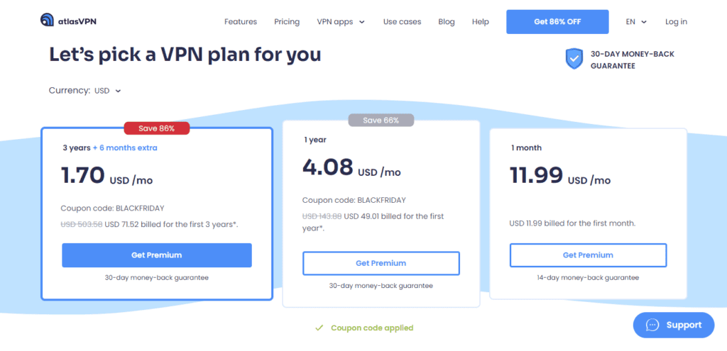 Atlas VPN Pricing plans