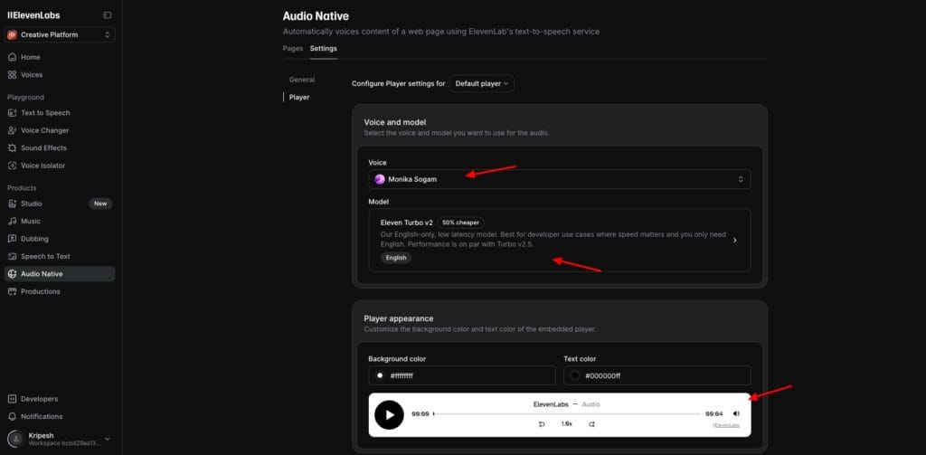 ElevenLabs Audio Native