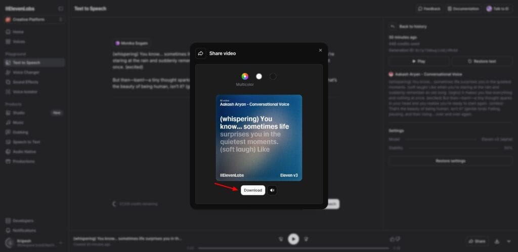 ElevenLabs - file sharing