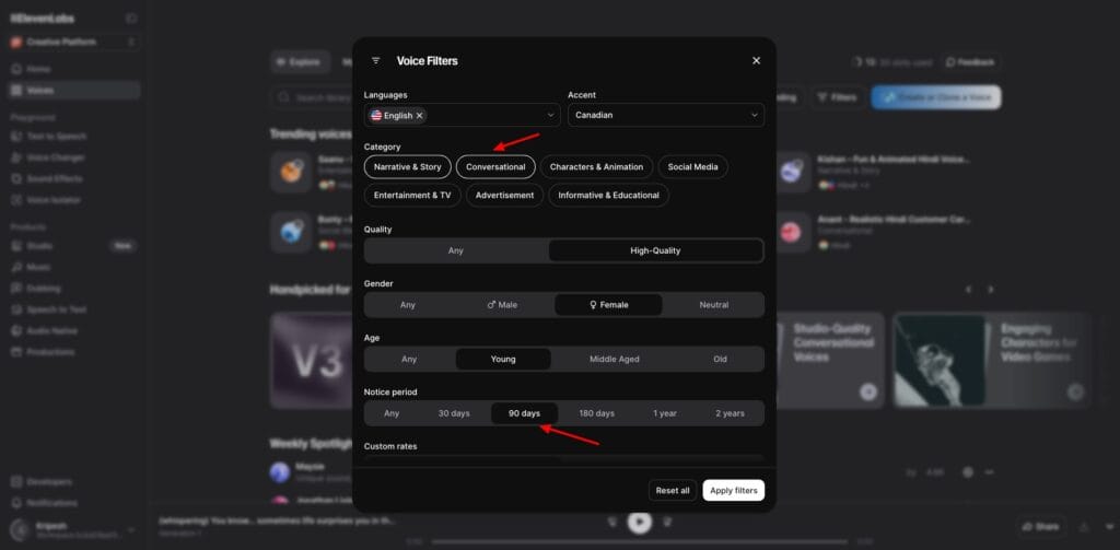 ElevenLabs - voice library