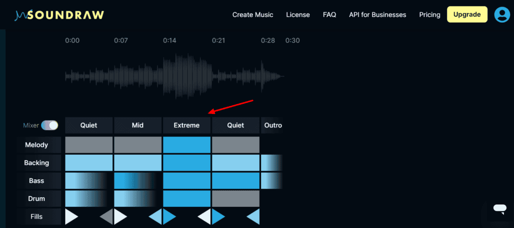 Soundraw mixer settings