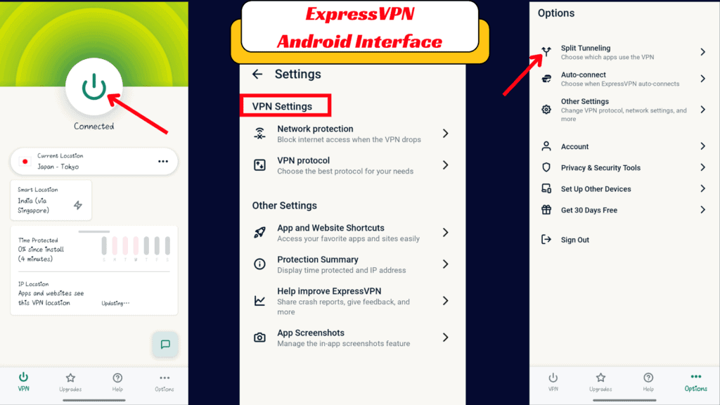 ExpressVPN Android Interface