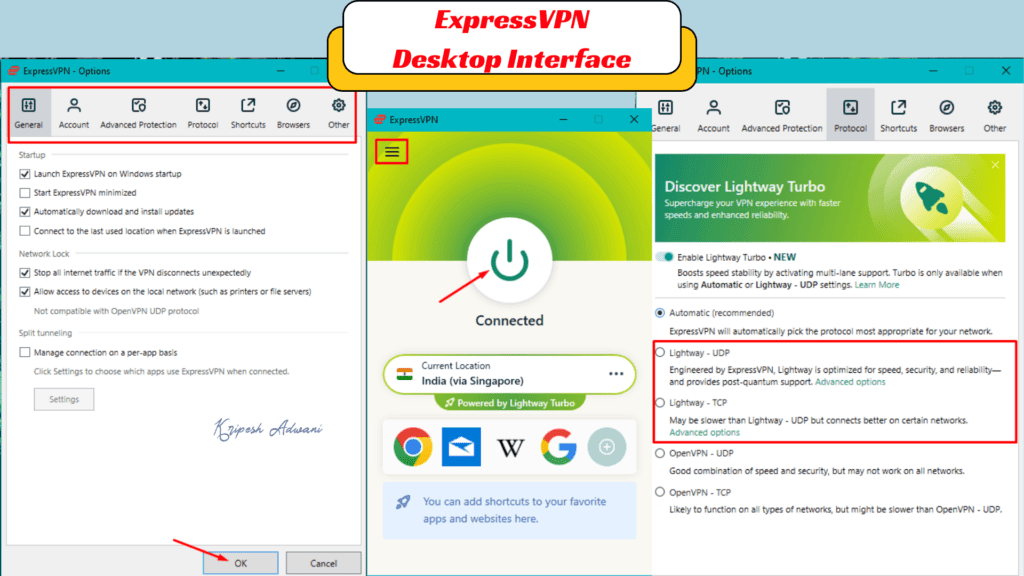 ExpressVPN Desktop Interface