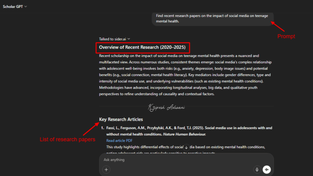 Scholar GPT Example 1