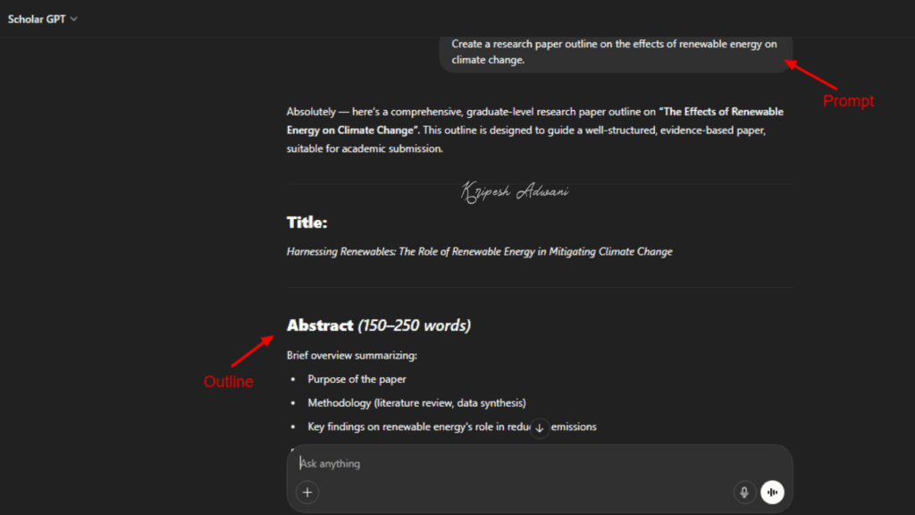 Scholar GPT Example 2