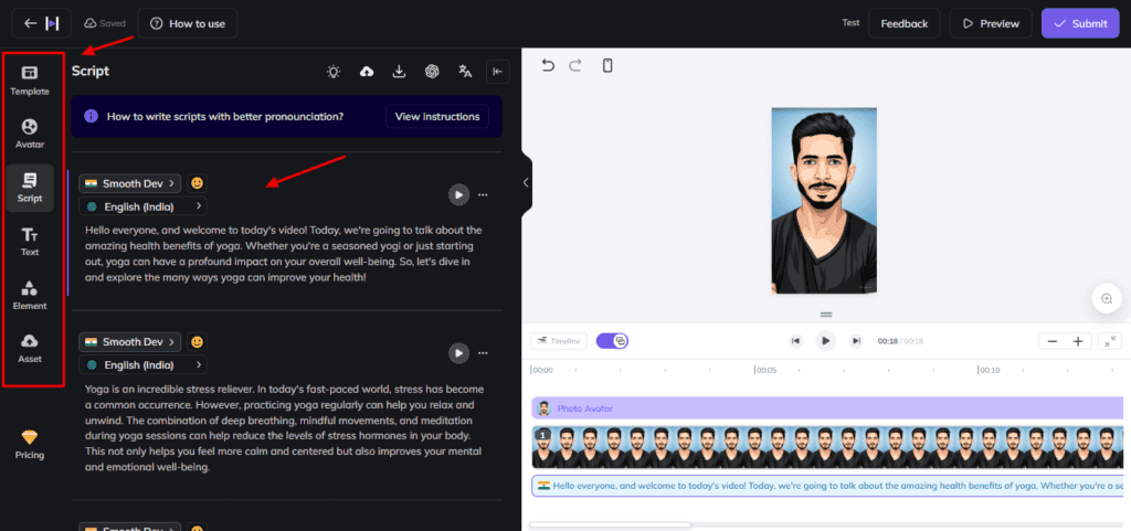 HeyGen AI video generation dashboard