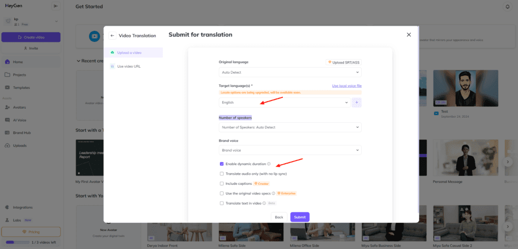 5 Best AI Dubbing Tools (2026) - Dub Video In Different Languages 3 HeyGen AI Video Dubbing Settings