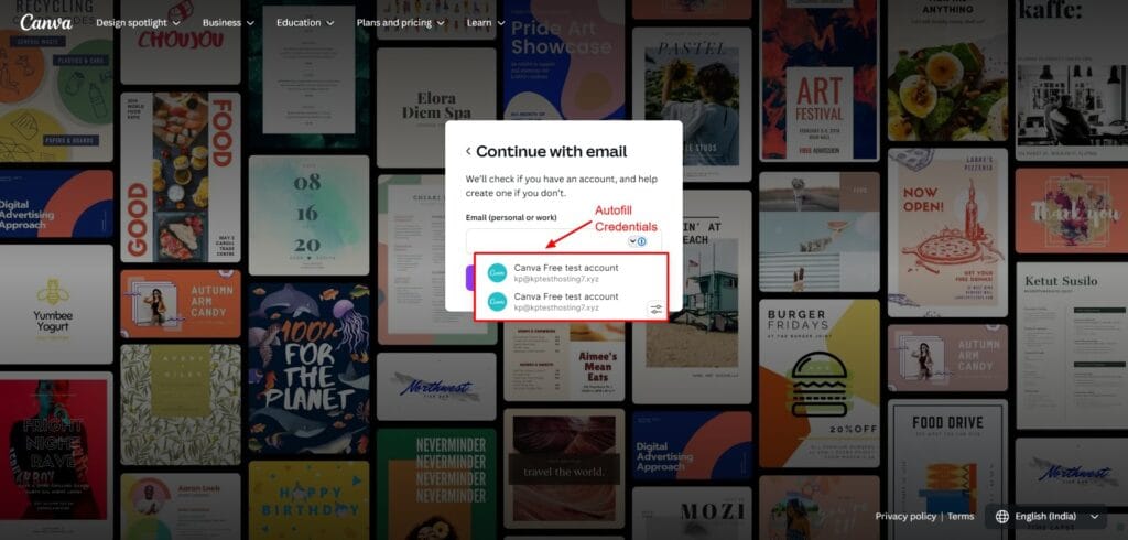 1Password autofill feature