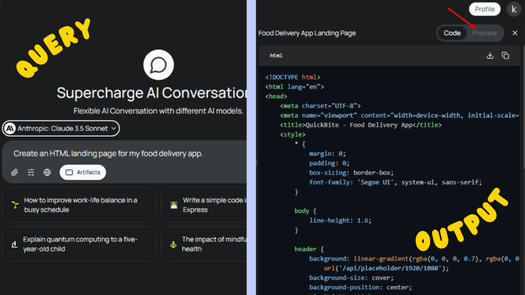Render Code Query vs Output
