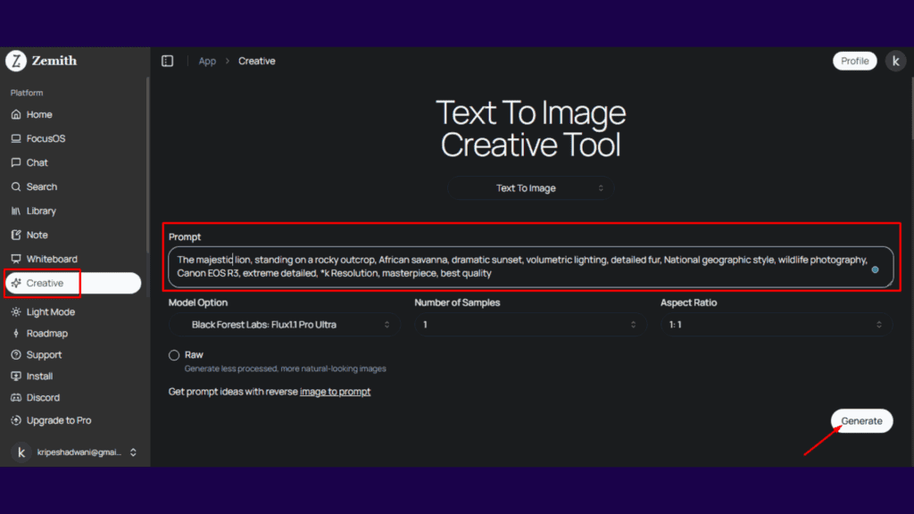 Text-to-image prompt