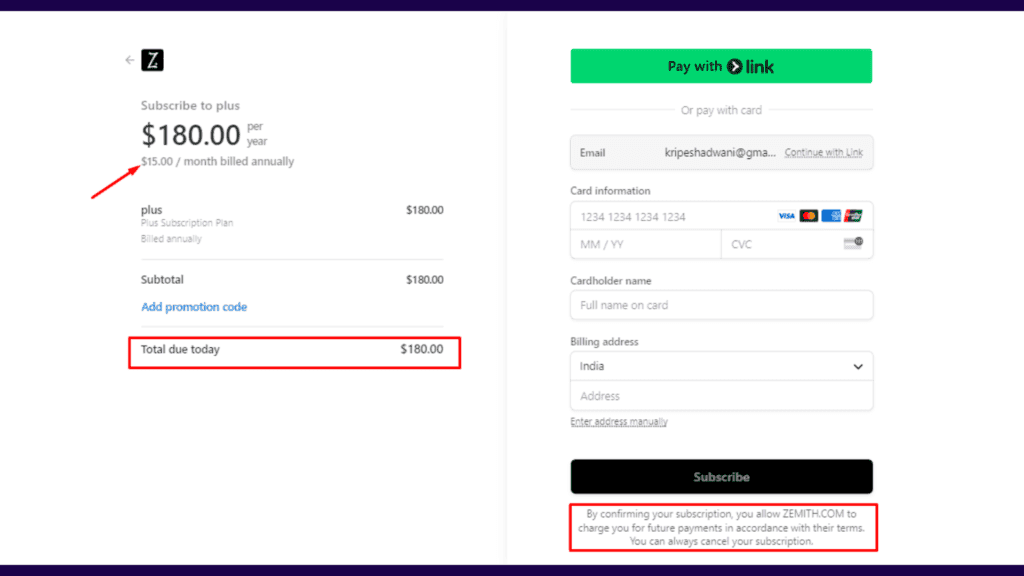 Zemith AI Payment policy