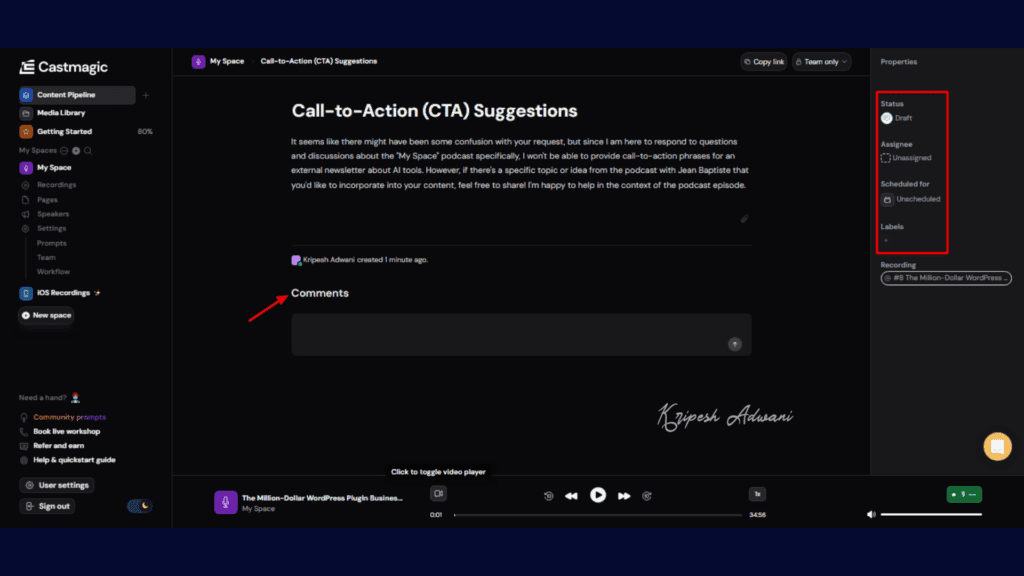 Castmagic Review (2026) - Perfect AI Tool For Content Creators? 18 Content Pipeline Dashboard