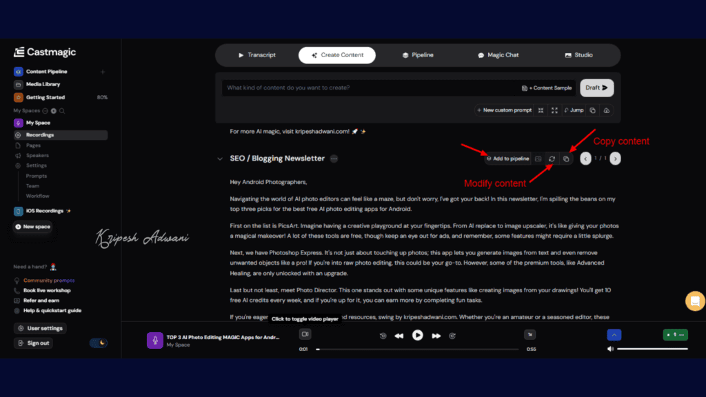 Castmagic Review (2026) - Perfect AI Tool For Content Creators? 7 Step 4 Generate AI Content