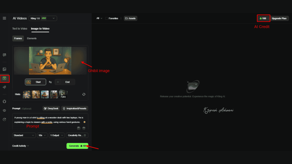 KlingAI Video Interface