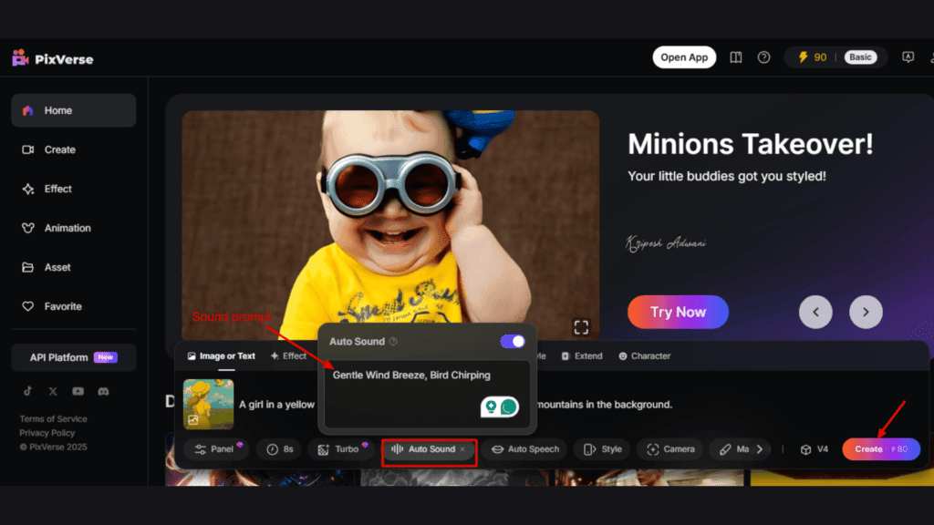 PixVerse AI Interface
