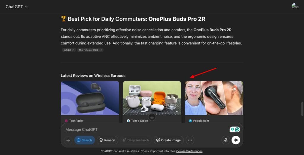 ChatGPT - Product recommendations