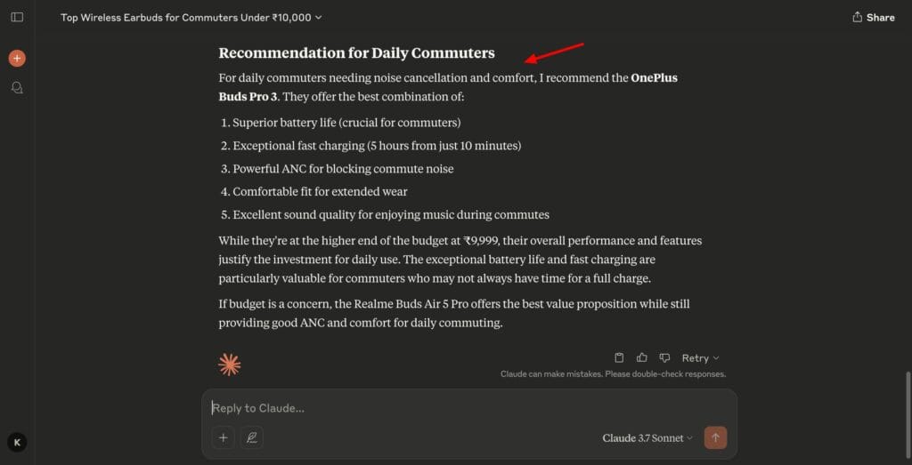 Claude - Product recommendations