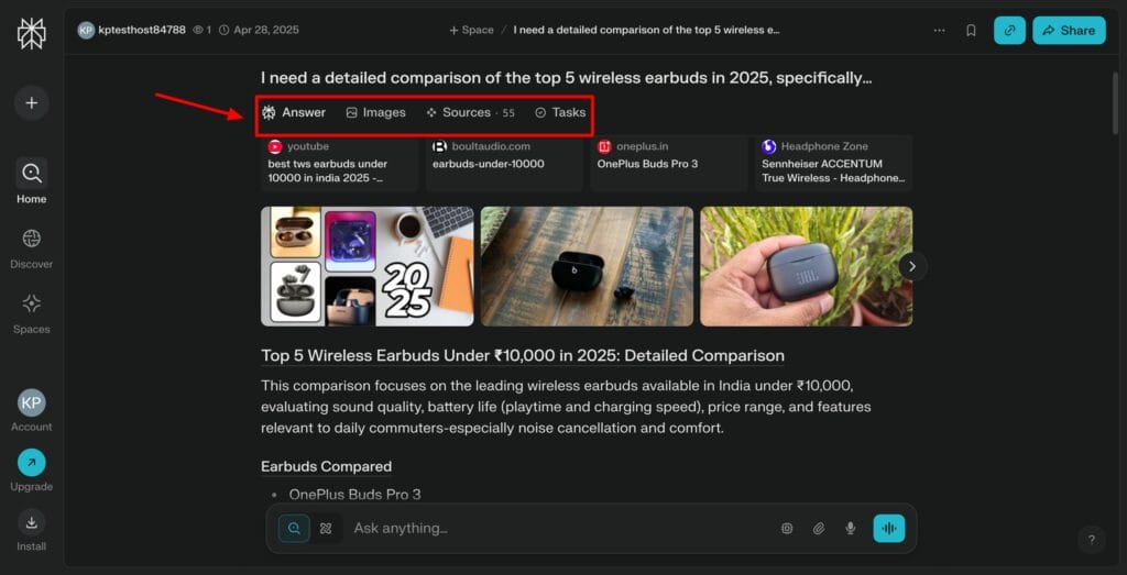 Perplexity - Product comparisons